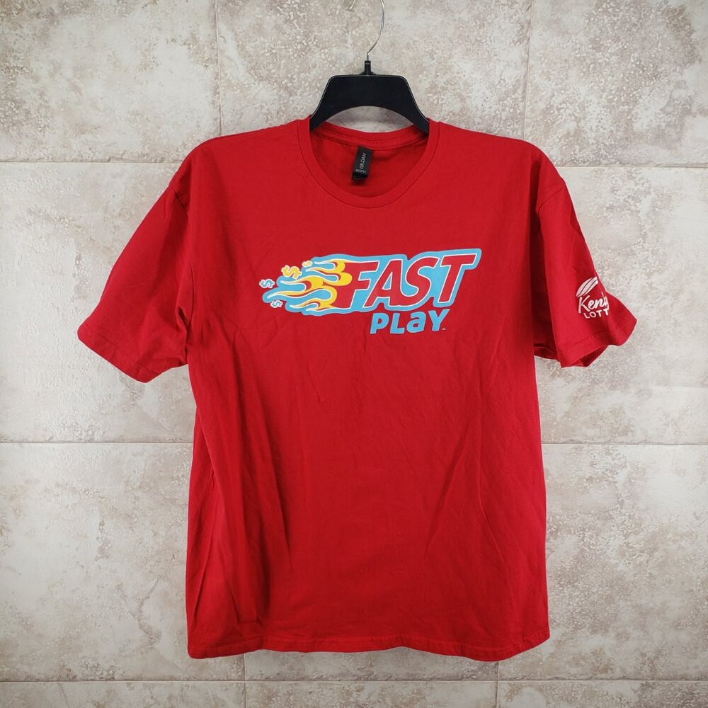 Adult Fast Play Graphic Print Kentucky Lottery Red Short Sleeve T Shirt Size XL